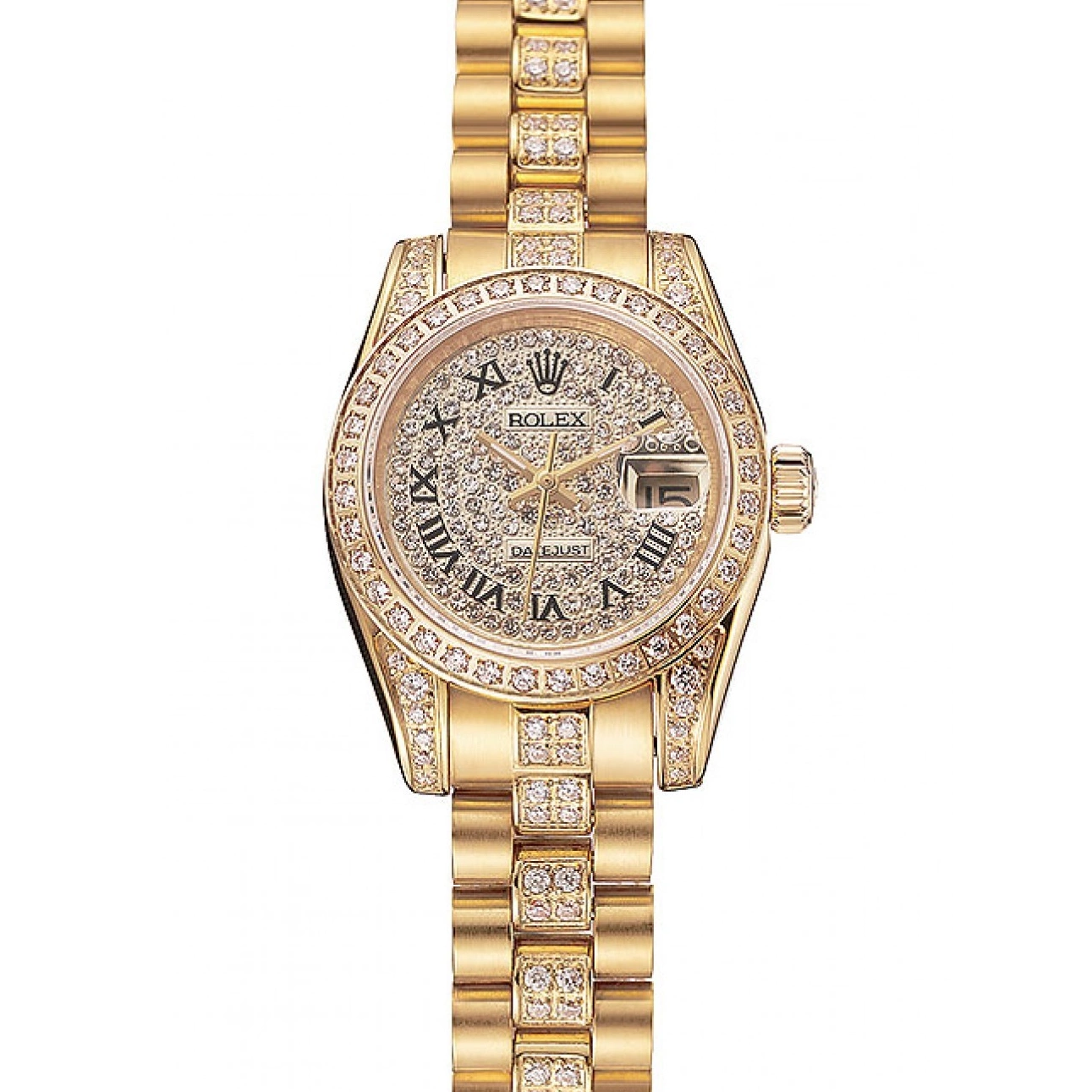Bracelet Diamond Dial 1453955 Swiss DayJust Pave Rolex Gold Diamond 0825